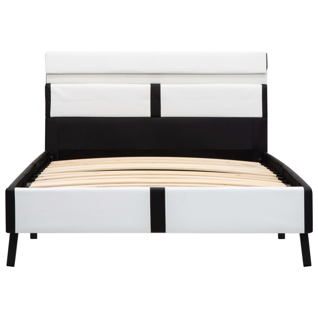 Einzelbett mit LED-Beleuchtung - Bettrahmen - Holzbett - Kunstleder - 90×200 cm