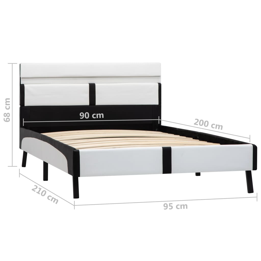 Einzelbett mit LED-Beleuchtung - Bettrahmen - Holzbett - Kunstleder - 90×200 cm