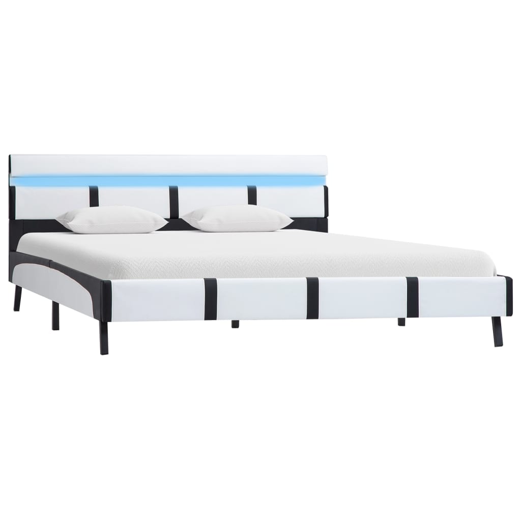 Elegantes Kunstlederbett - LED-Beleuchtet - Jugendbett - Bettrahmen - 140x200 cm