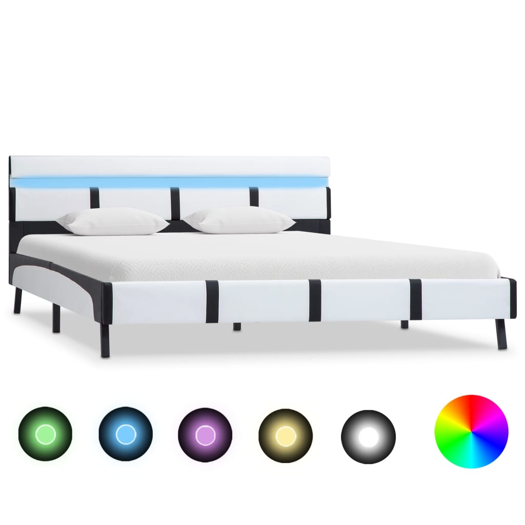 Modernes Kunstlederbett - LED-Beleuchtung - Doppelbett - Bettrahmen - 160x200 cm