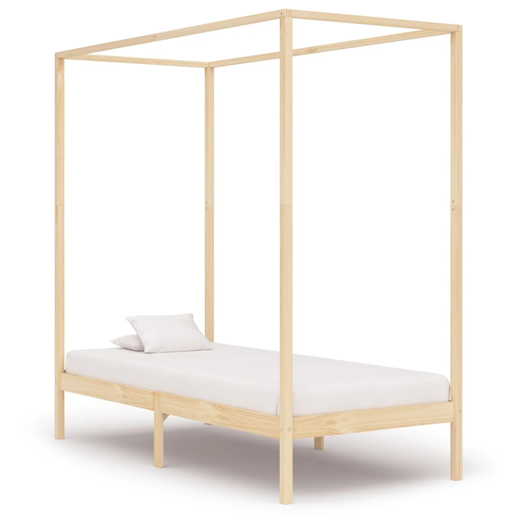 Himmelbett-Gestell - Kiefernholzbett - Bettrahmen - Einzelbett - 100 x 200 cm