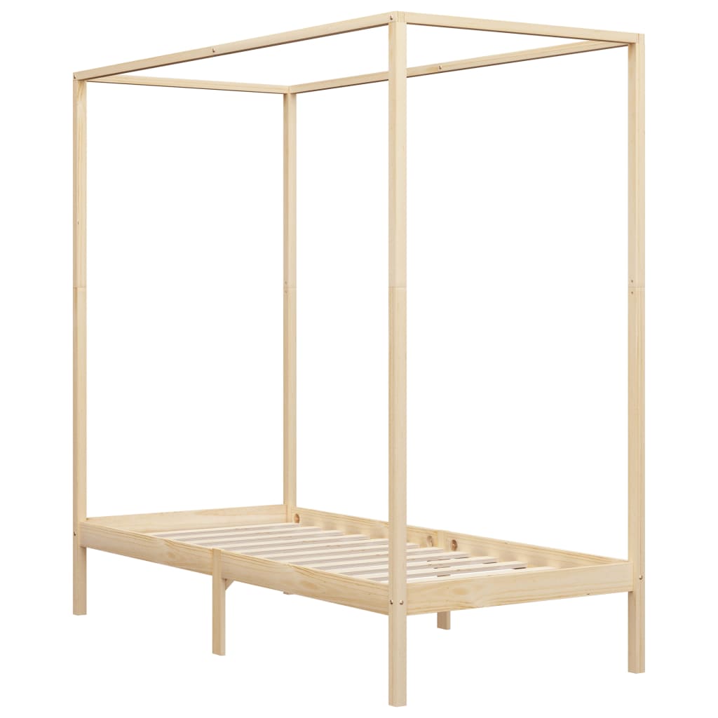Himmelbett-Gestell - Kiefernholzbett - Bettrahmen - Einzelbett - 100 x 200 cm