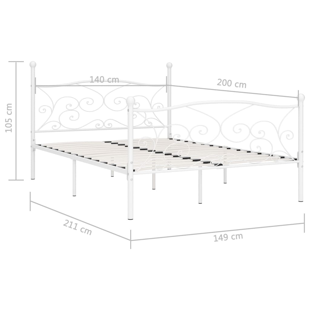 Bettgestell mit Lattenrost - Metallbett - Bettrahmen - Doppelbett - 140 × 200 cm
