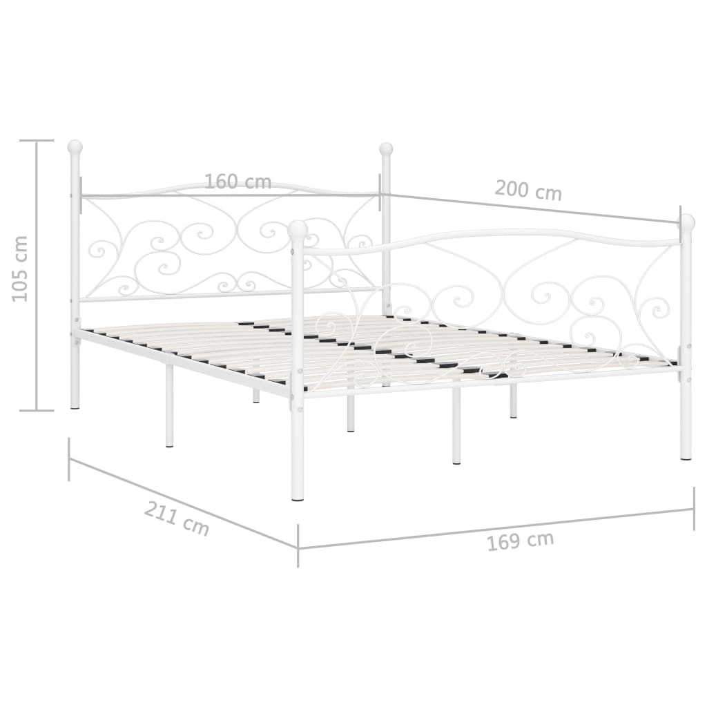 Bettgestell mit Lattenrost - Doppelbett - Metallbett - Bettrahmen - 160 × 200 cm