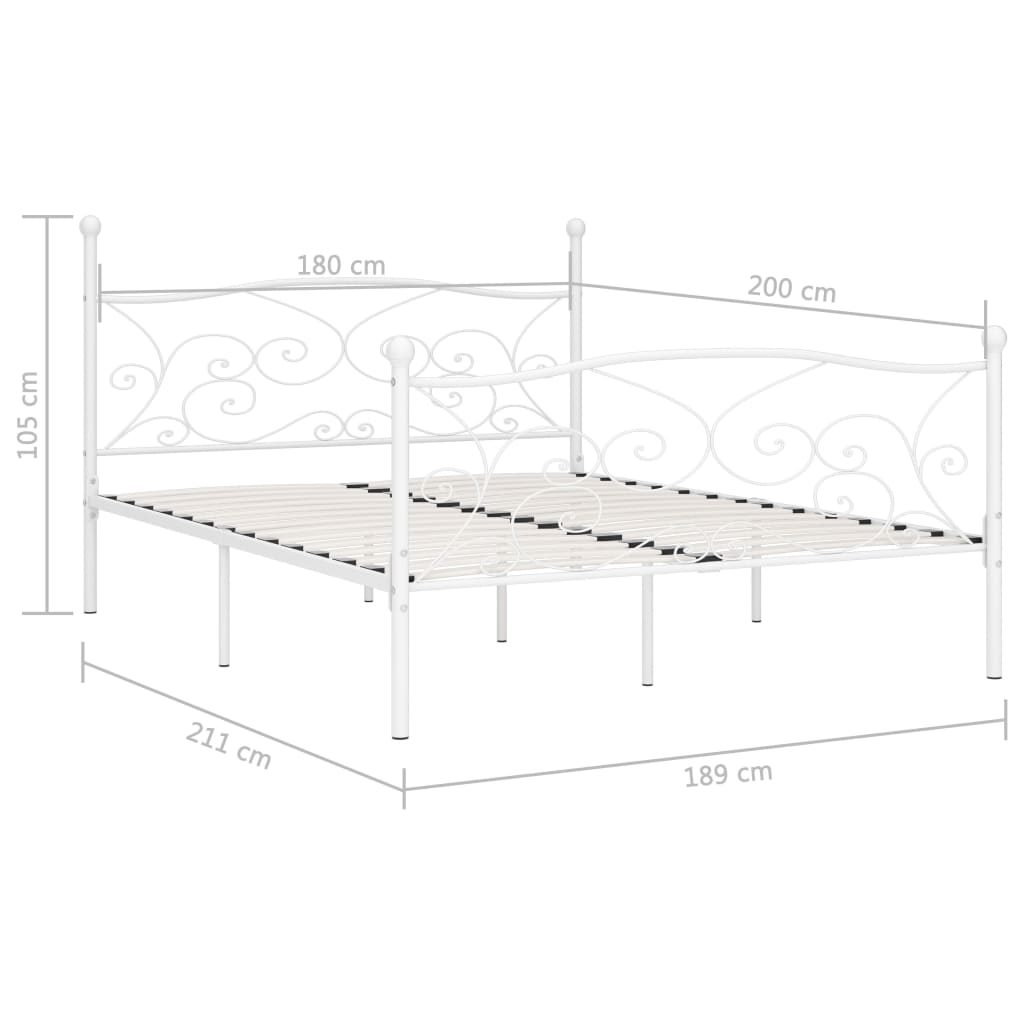 Bettgestell mit Lattenrost - Metallbett - Bettrahmen - Doppelbett - 180 × 200 cm