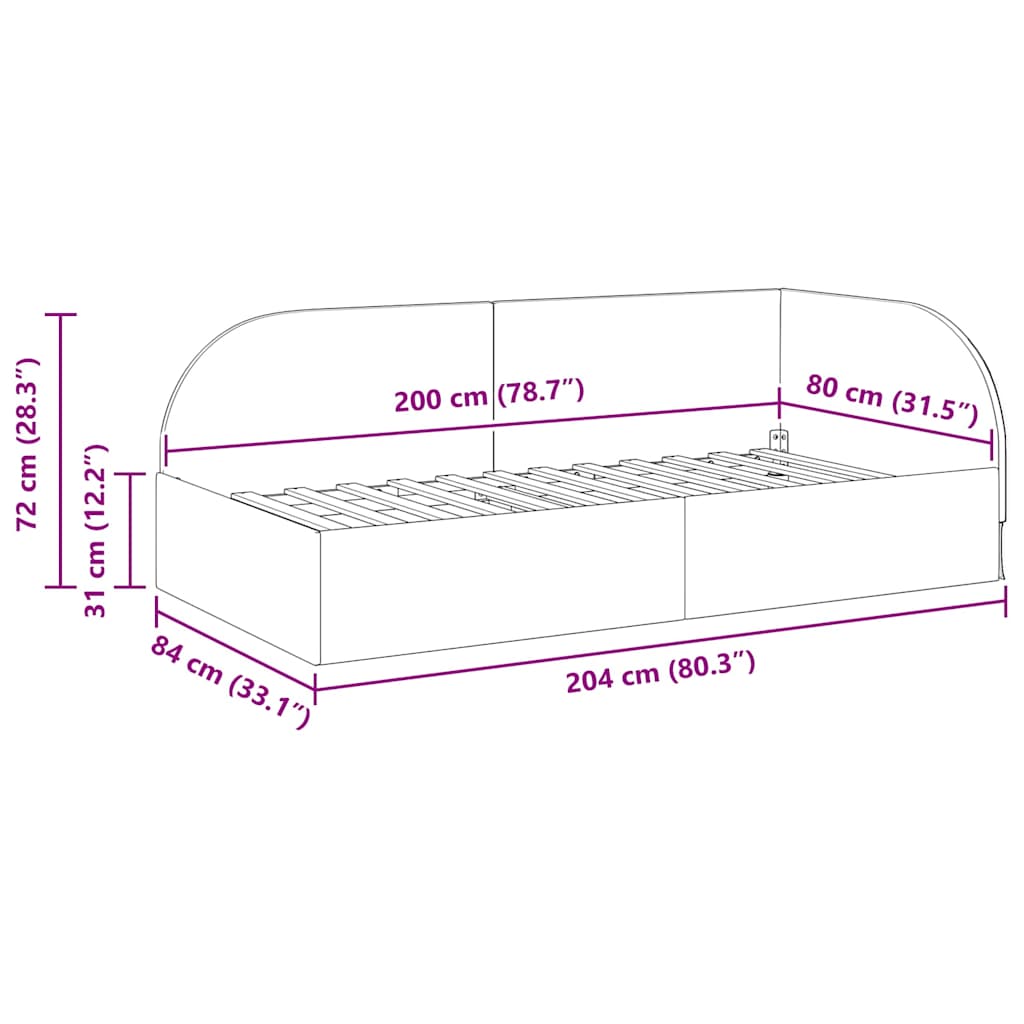 Eckbettgestell - Bettrahmen - Tagesbett - Gästebett - Jugendbett - 80 x 200 cm