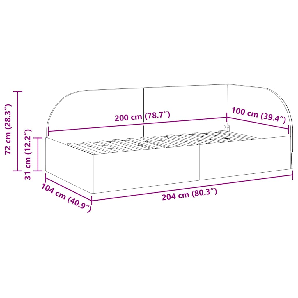 Modernes Eckbettgestell - Bettrahmen - Einzelbett - Jugendbett - 100 x 200 cm