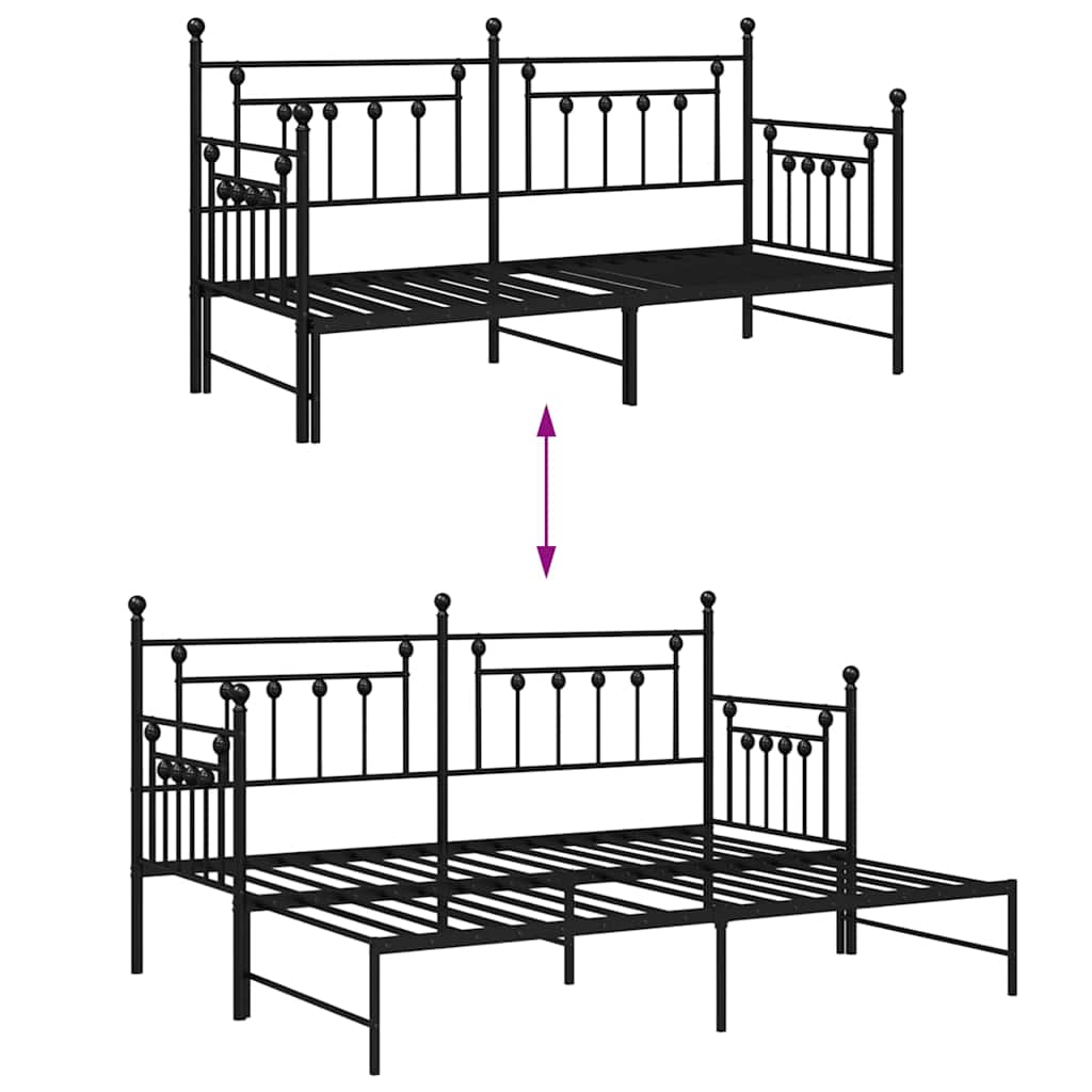 Ausziehbares Gästebett - Bettgestell - Tagesbett - Metallbett - 75 x 190 cm