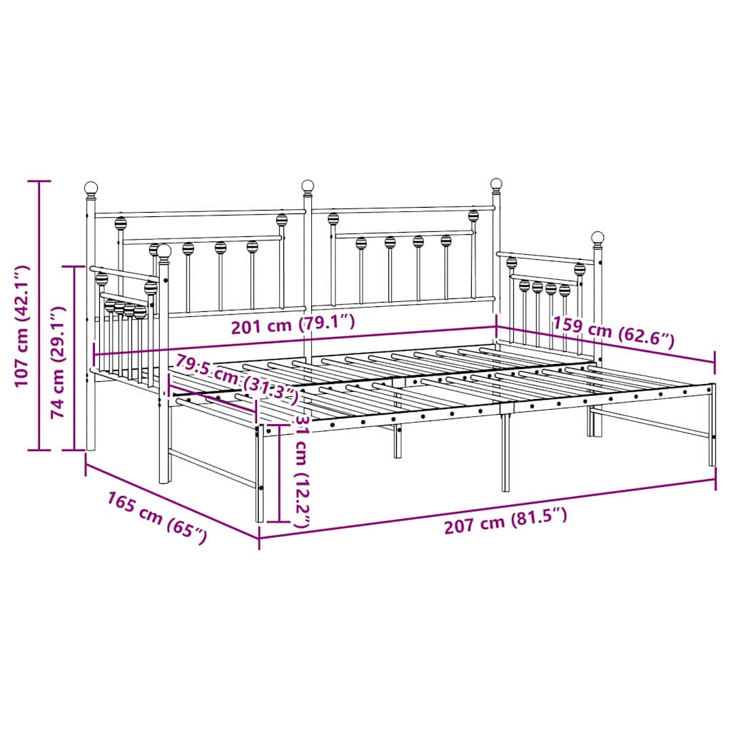 Zeitloses Tagesbett - Bettrahmen - Gästebett - Bettgestell - (2x) 80 x 200 cm