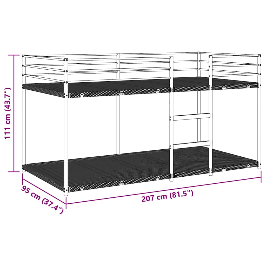 Etagenbett - Kinderbett - Doppelstockbett - Bettgestelll aus Metall - 90 x 200