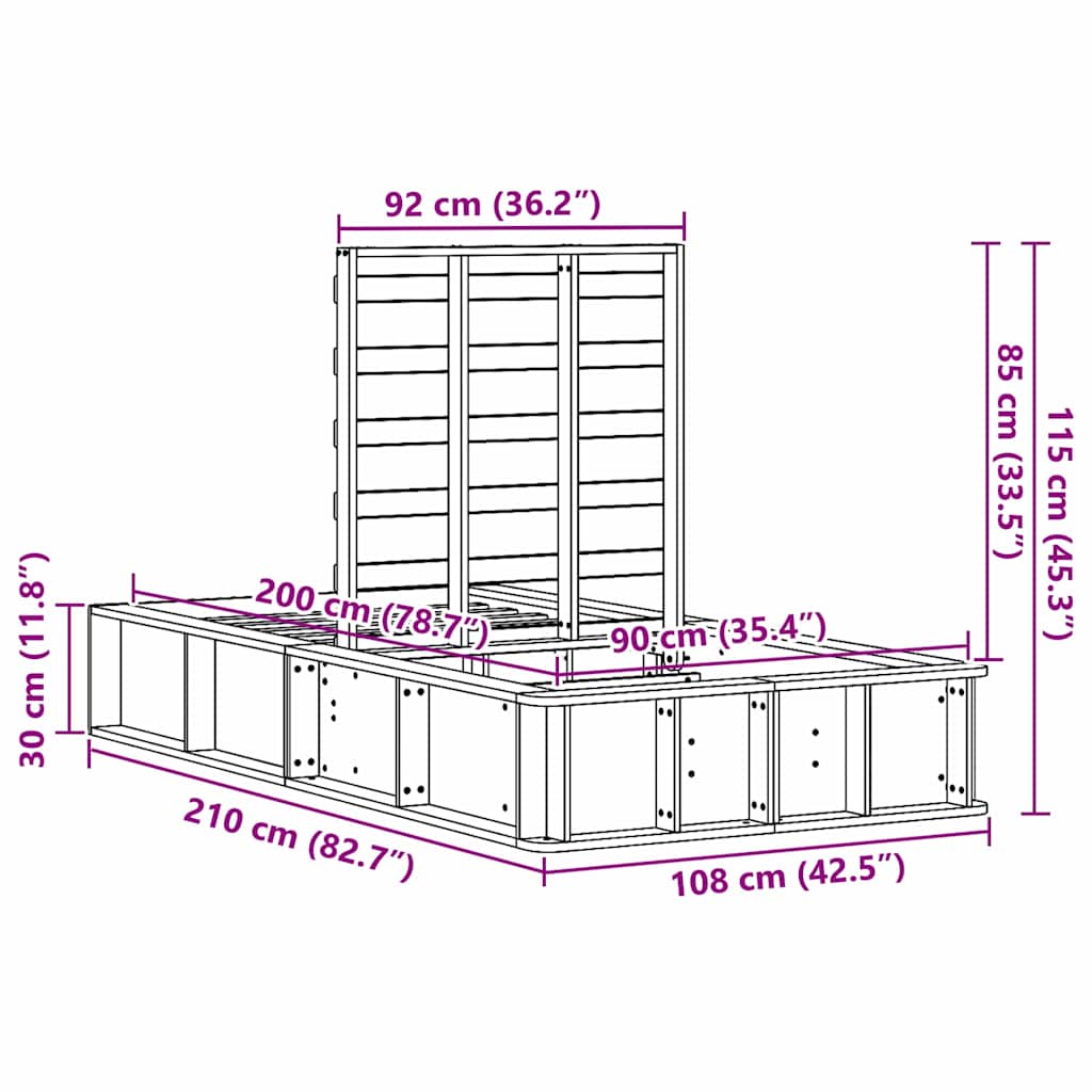 Lift-up-Stauraumbett - Bettrahmen - Jugendbett - Bettrahmen - 90 x 200 cm