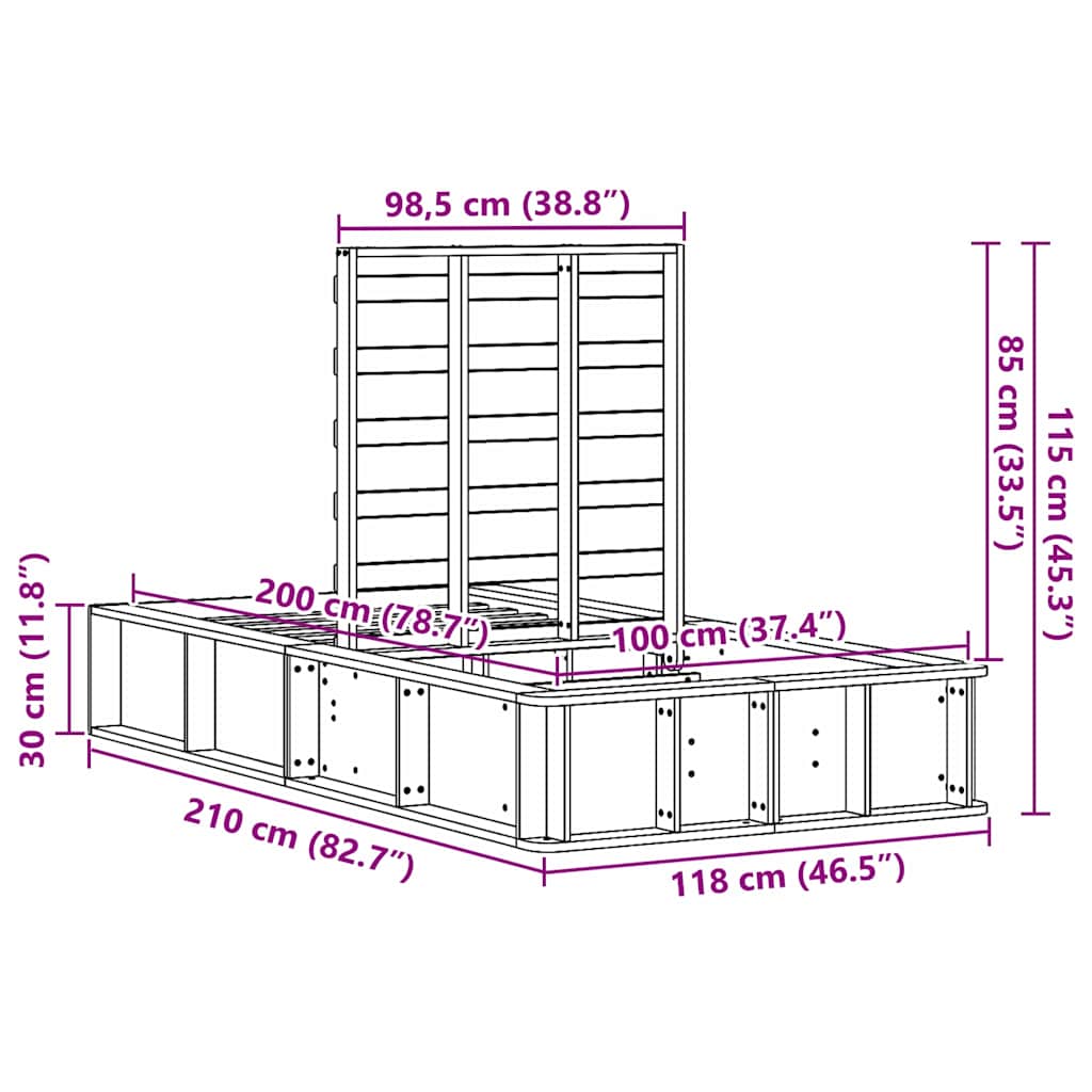 Massivholzbett - Hochklapp Stauraum - Modernes Lift-Up System - 100 x 200 cm