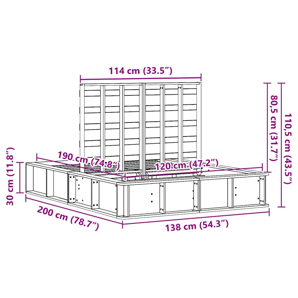 Bettgestell - Einzelbett - Stauraumbett - Bettrahmen - Holzbett - 120 x 190 cm