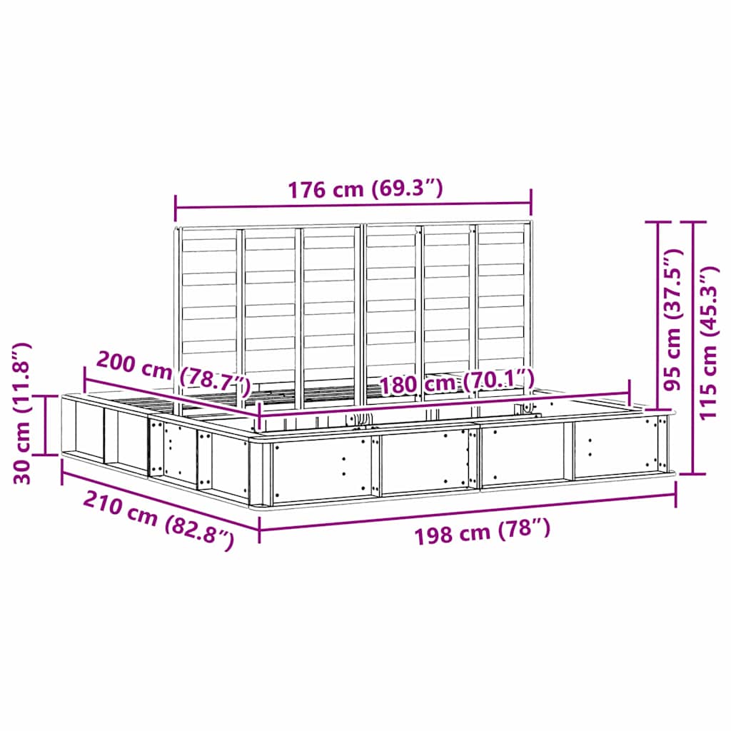 Tolles Lift-up Stauraumbett - Holzbett - Bettgestell - Doppelbett - 180 x 200 cm