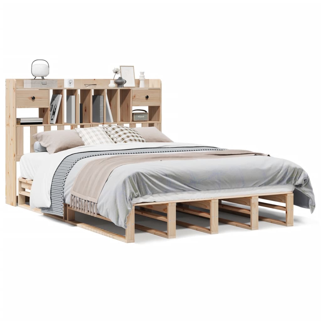 Massivholzbett mit Regal - Bettrahmen - Jugendbett - Doppelbett - 140x190 cm