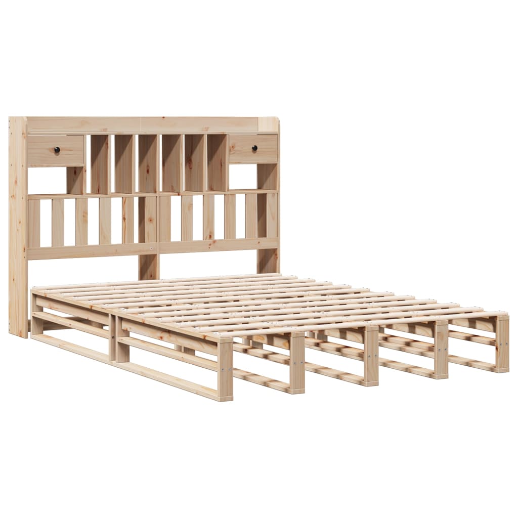 Massivholzbett mit Regal - Bettrahmen - Jugendbett - Doppelbett - 140x190 cm
