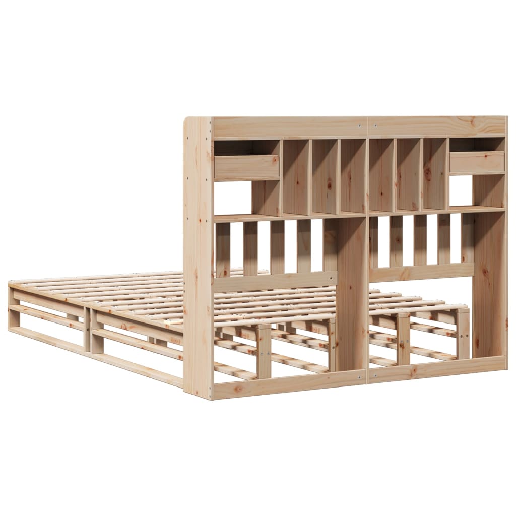 Massivholzbett mit Regal - Bettrahmen - Jugendbett - Doppelbett - 140x190 cm
