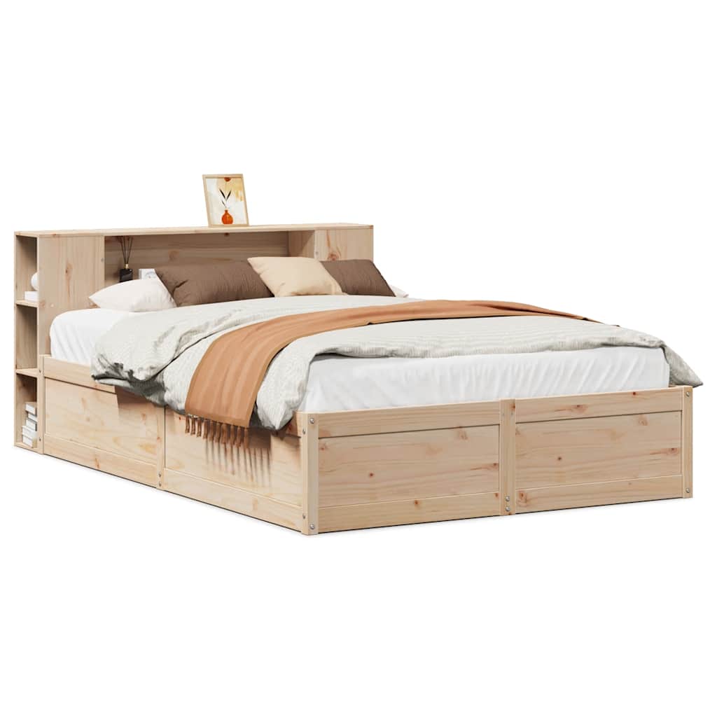 Massivholzbett - Bettrahmen - Holzbett mit Regalkopfteil - Jugendbett - 140x200