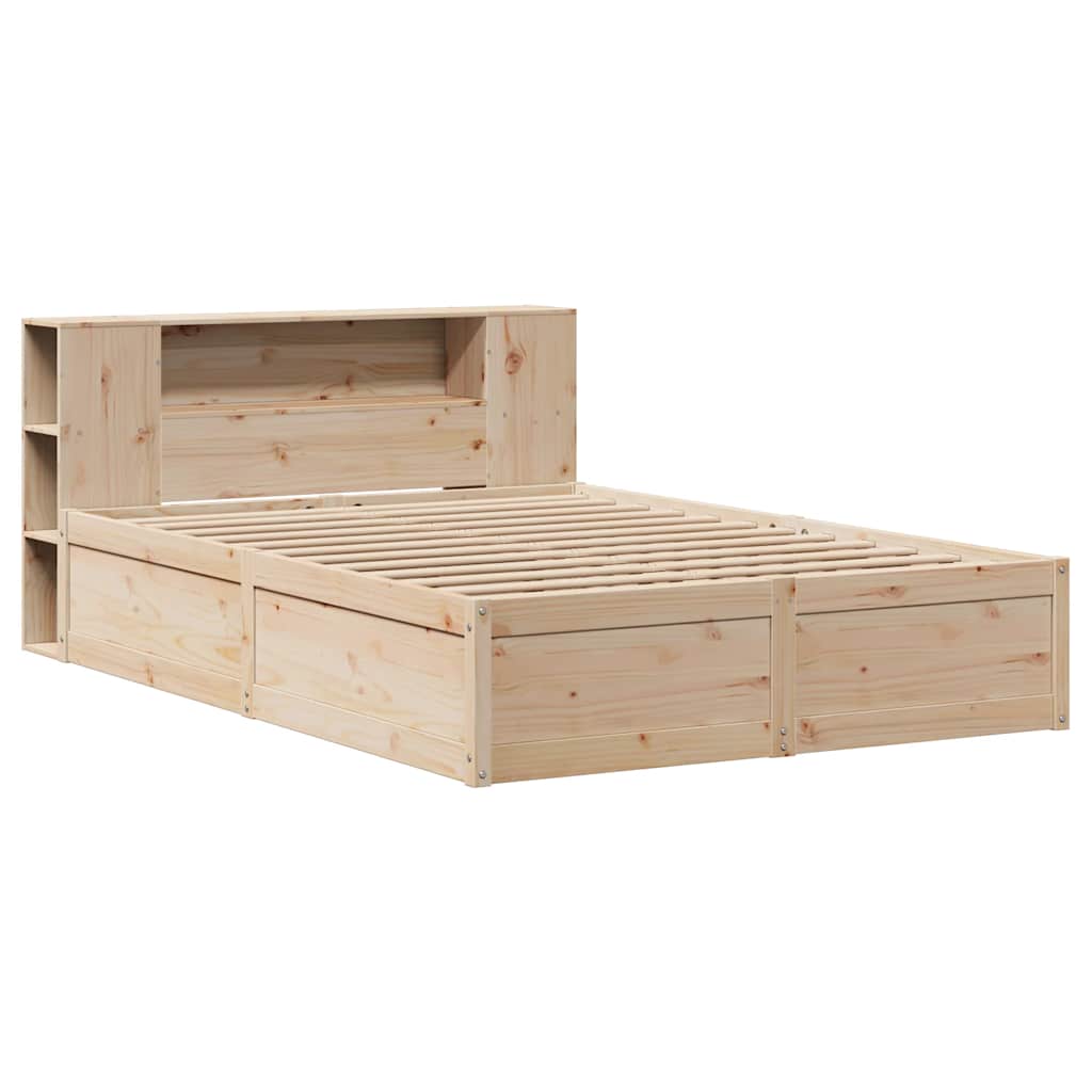 Massivholzbett - Bettrahmen - Holzbett mit Regalkopfteil - Jugendbett - 140x200