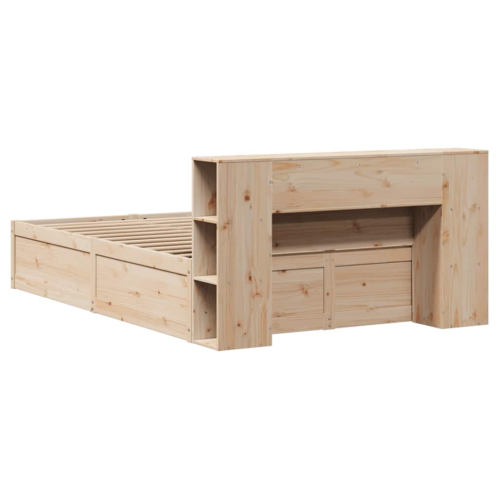 Massivholzbett - Bettrahmen - Holzbett mit Regalkopfteil - Jugendbett - 140x200