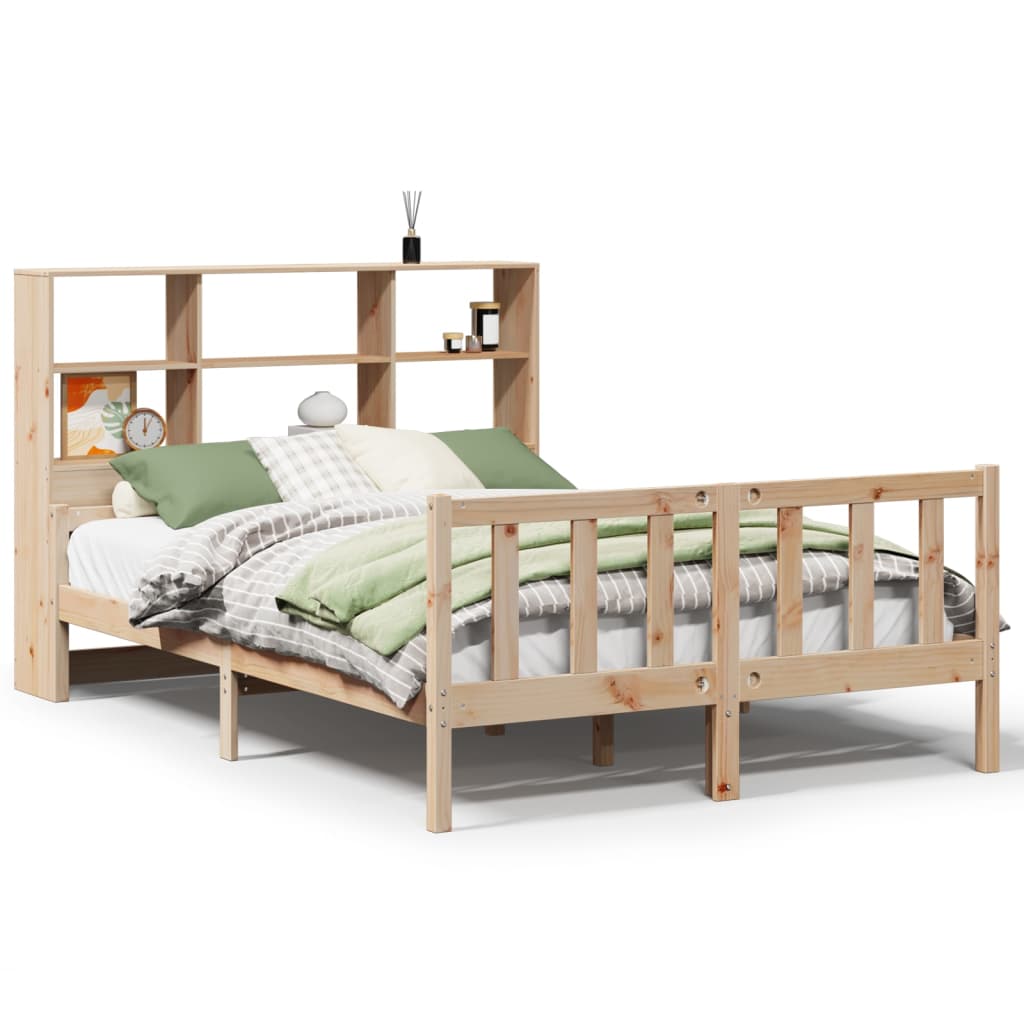 Doppelbett 160x200 cm aus Massivholz – Bettgestell mit Kopfteil-Regal & Stauraum
