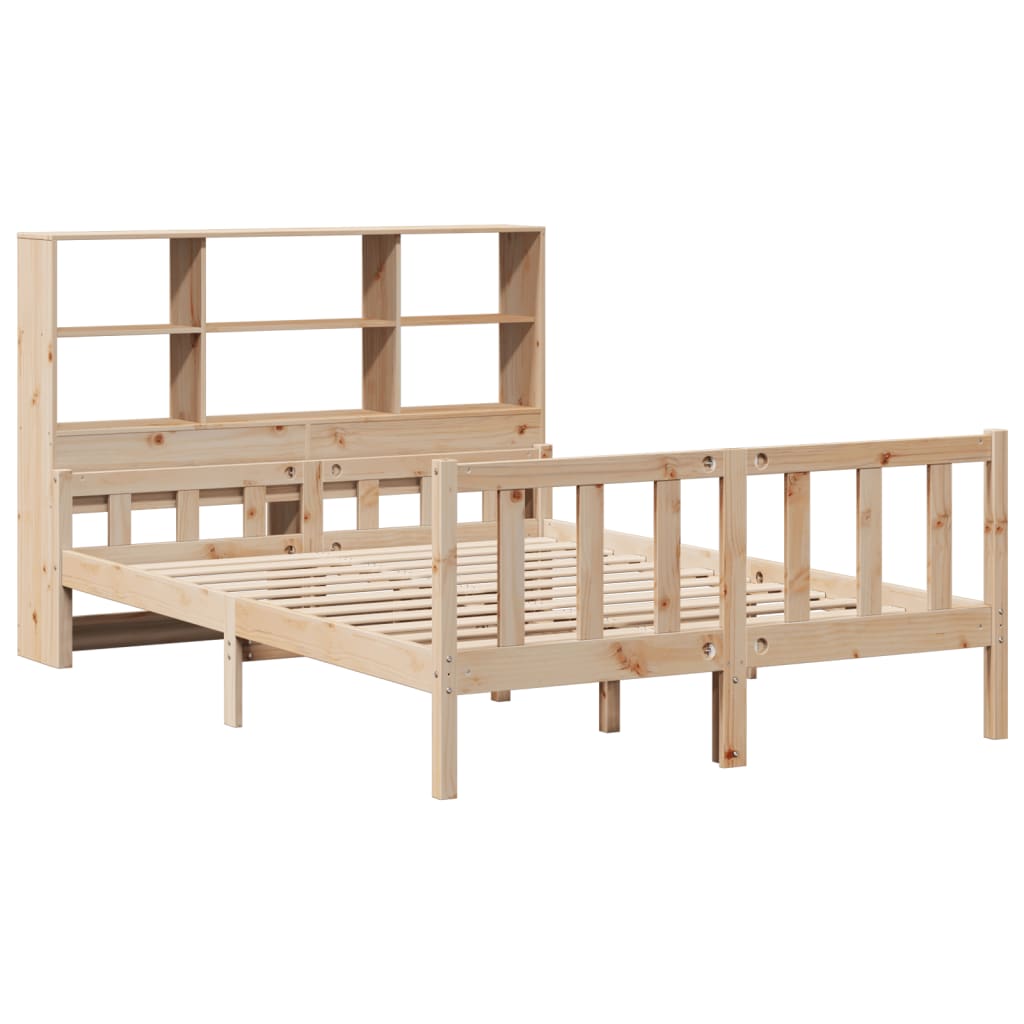 Doppelbett 160x200 cm aus Massivholz – Bettgestell mit Kopfteil-Regal & Stauraum