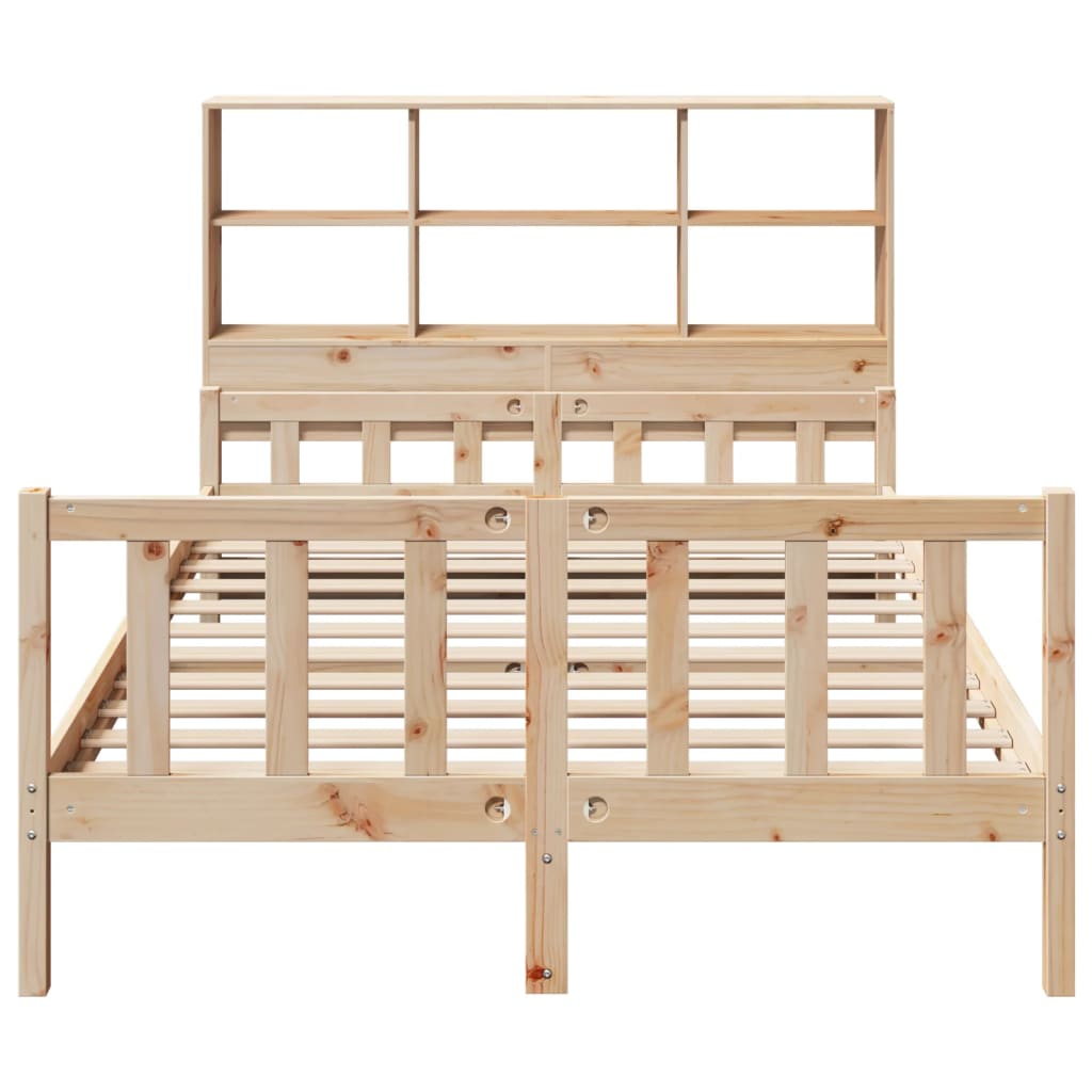 Doppelbett 160x200 cm aus Massivholz – Bettgestell mit Kopfteil-Regal & Stauraum