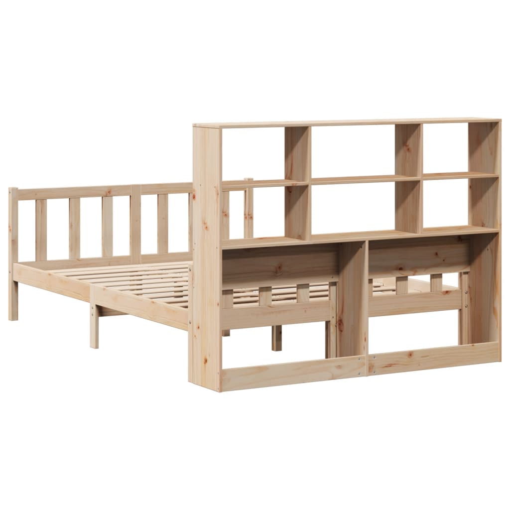 Doppelbett 160x200 cm aus Massivholz – Bettgestell mit Kopfteil-Regal & Stauraum