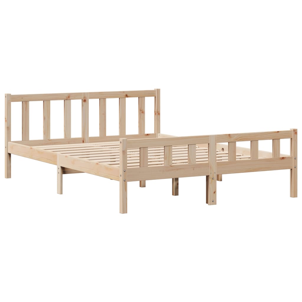 Doppelbett 160x200 cm aus Massivholz – Bettgestell mit Kopfteil-Regal & Stauraum