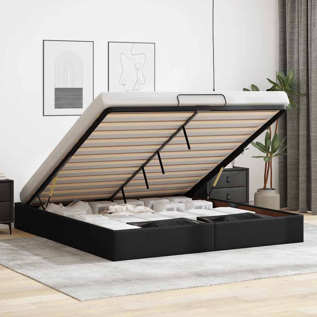 Ottomanbett 180x200 cm aus Kunstleder - Bettgestell - Doppelbett - Designbett