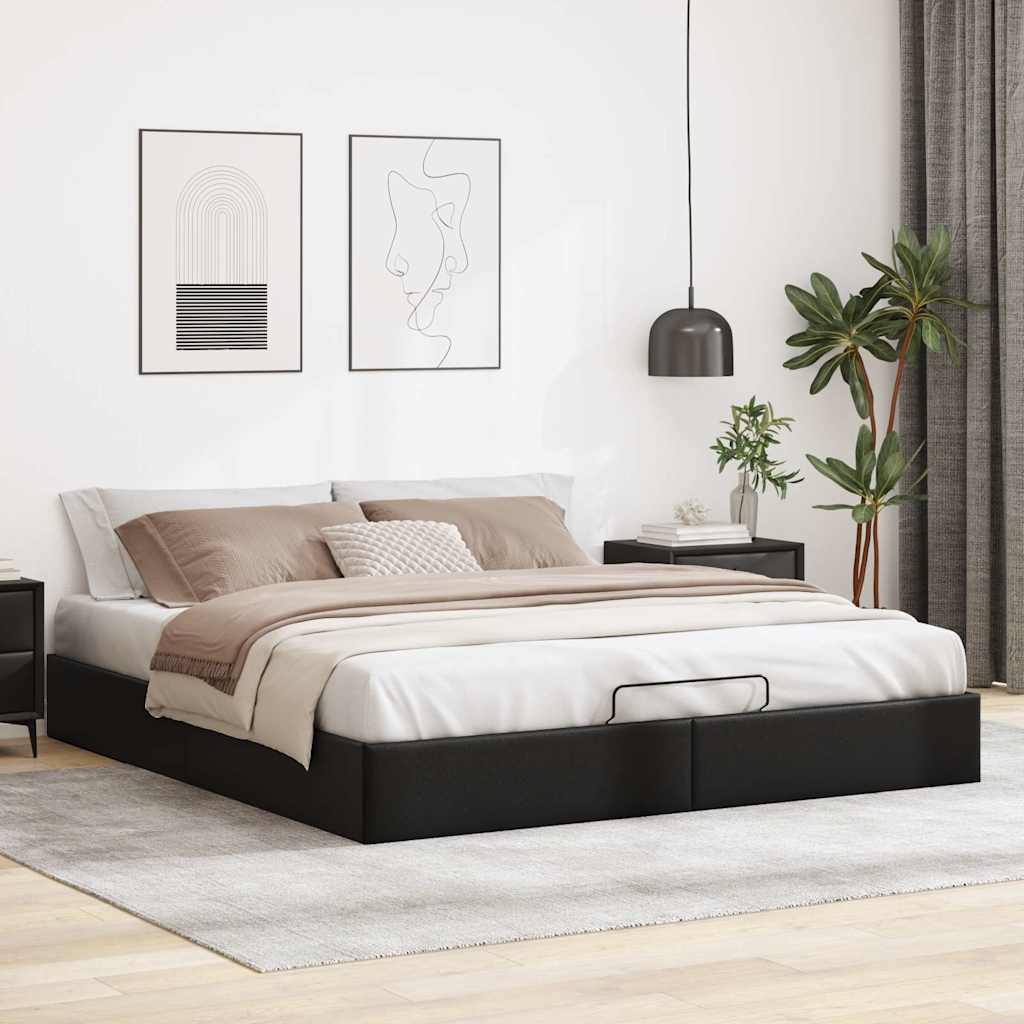 Ottomanbett 180x200 cm aus Kunstleder - Bettgestell - Doppelbett - Designbett