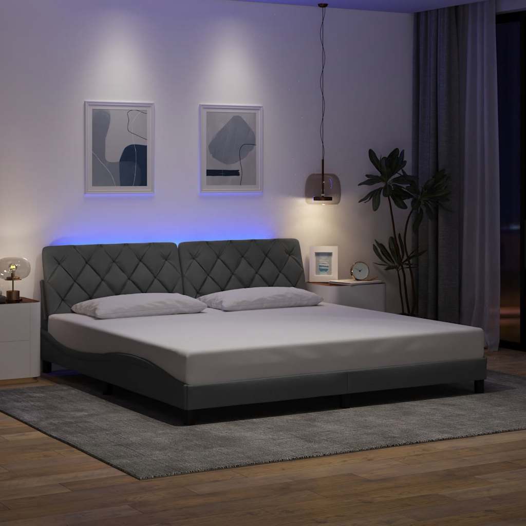 Modernes Bettgestell mit LED - Bettrahmen - Doppelbett - Polsterbett - 200x200cm