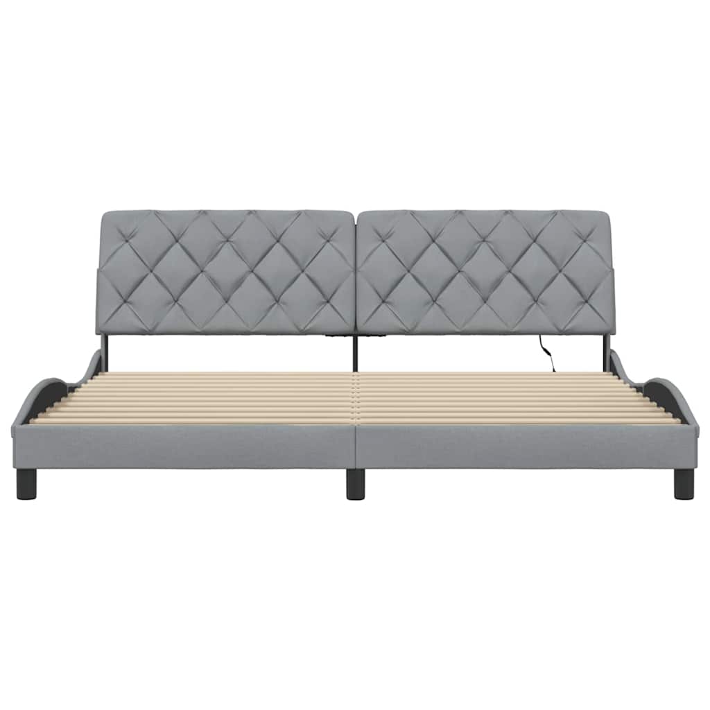 Modernes Bettgestell mit LED - Bettrahmen - Doppelbett - Polsterbett - 200x200cm