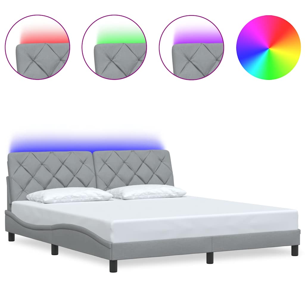 TOP Bettgestell mit LED-Beleuchtung - Doppelbett - Bettrahmen - 180x200 cm