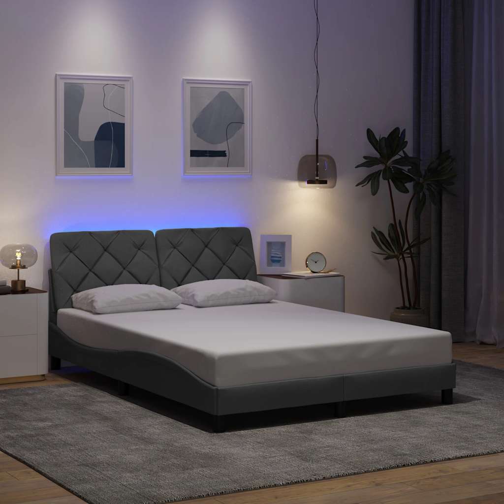 Bettgestell mit LED - Polsterbett - Bettrahmen - Doppelbett - 140x200 cm