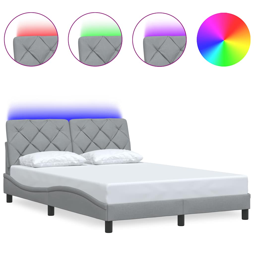 Bettgestell mit LED - Polsterbett - Bettrahmen - Doppelbett - 140x200 cm