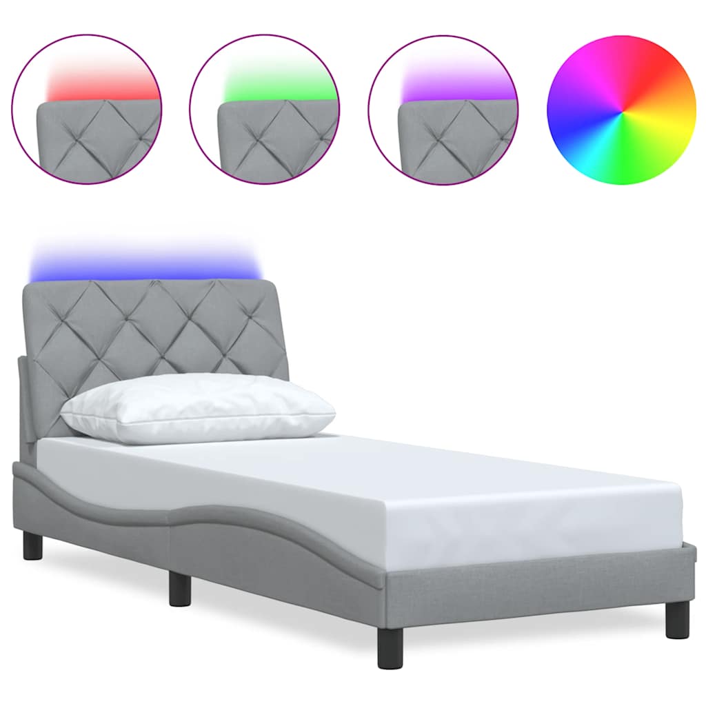 Moderne Bettgestell mit LED-Beleuchtung - 80x200 cm - Jugendbett - Einzelbett