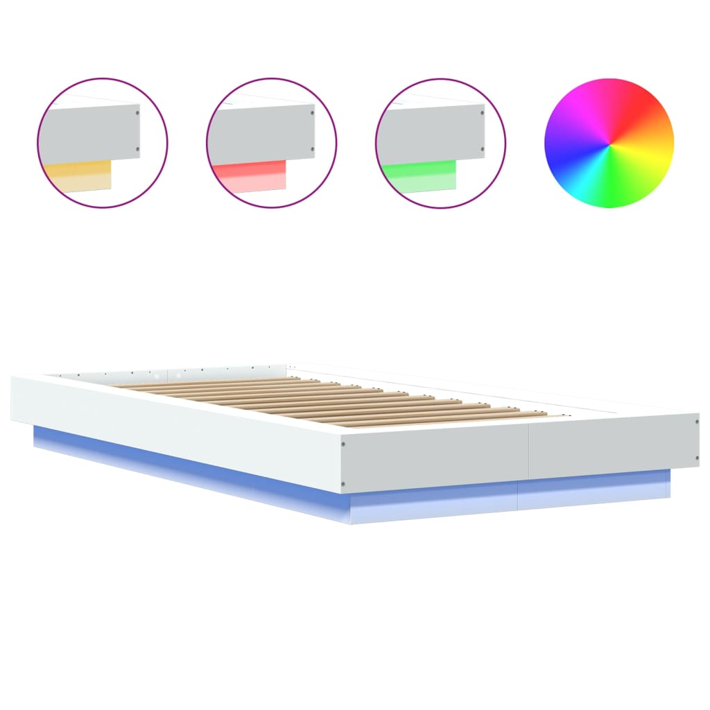 Tolles Einzelbett 75x190 cm mit LED-Beleuchtung - Bettrahmen in versch. Farben