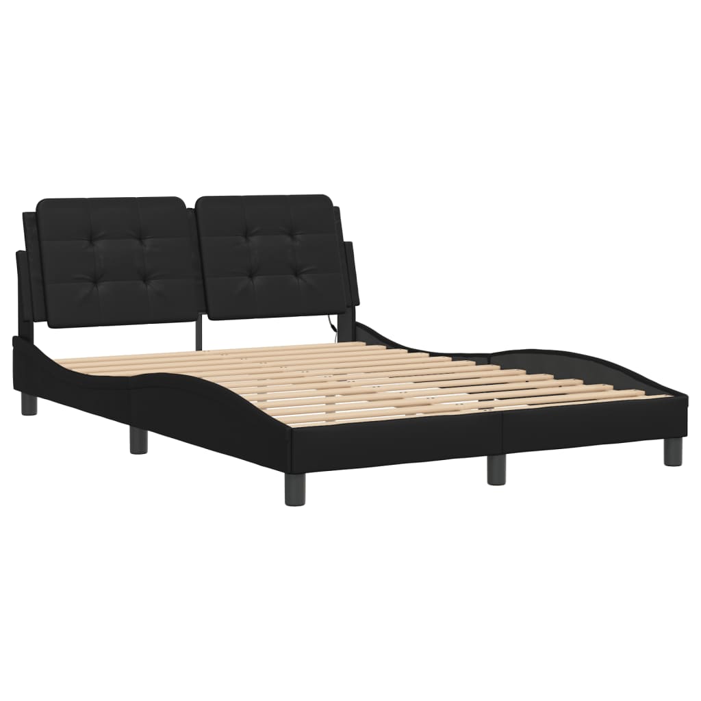 Design-Bettgestell mit LED - Doppelbett - Bettrahmen - Polsterbett - 140x200 cm
