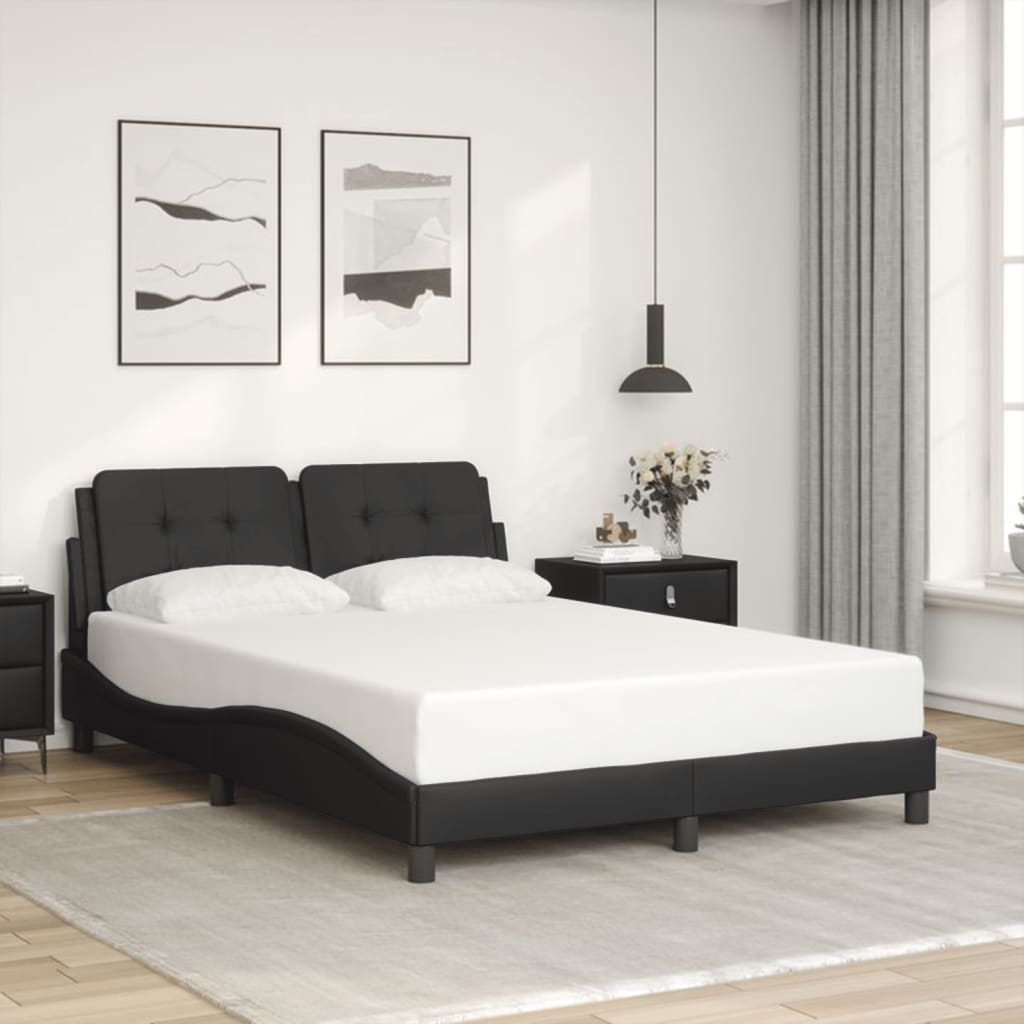 Design-Bettgestell mit LED - Doppelbett - Bettrahmen - Polsterbett - 140x200 cm