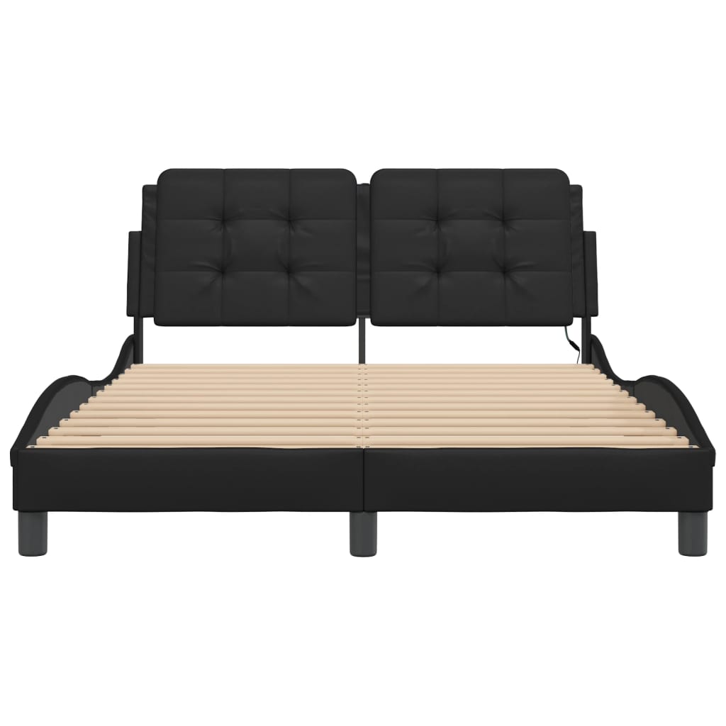 Design-Bettgestell mit LED - Doppelbett - Bettrahmen - Polsterbett - 140x200 cm