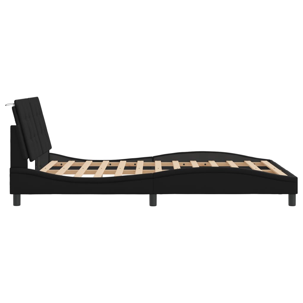 Design-Bettgestell mit LED - Doppelbett - Bettrahmen - Polsterbett - 140x200 cm