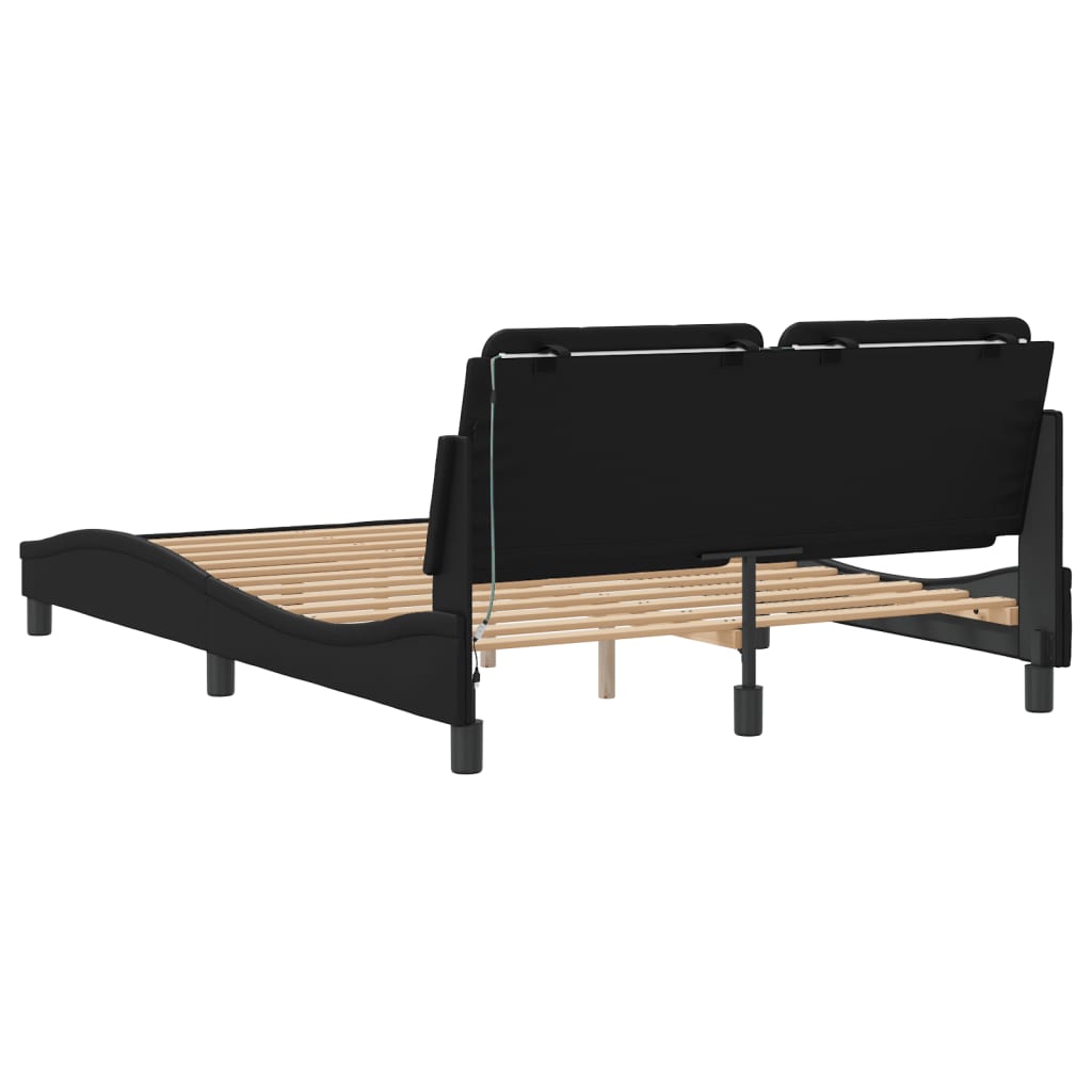 Design-Bettgestell mit LED - Doppelbett - Bettrahmen - Polsterbett - 140x200 cm