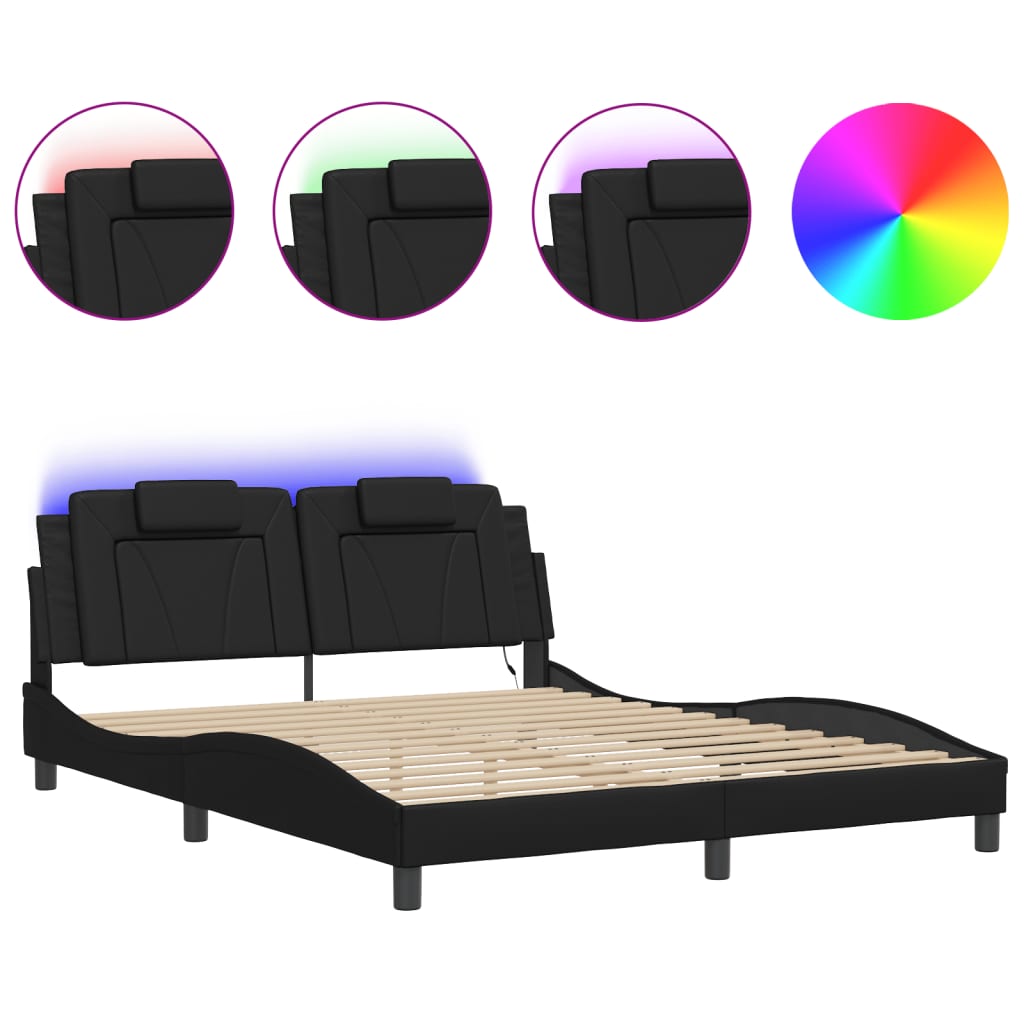 Bettgestell "Viana" - LED-Beleuchtung - Bettrahmen - Doppelbett - 160x200 cm