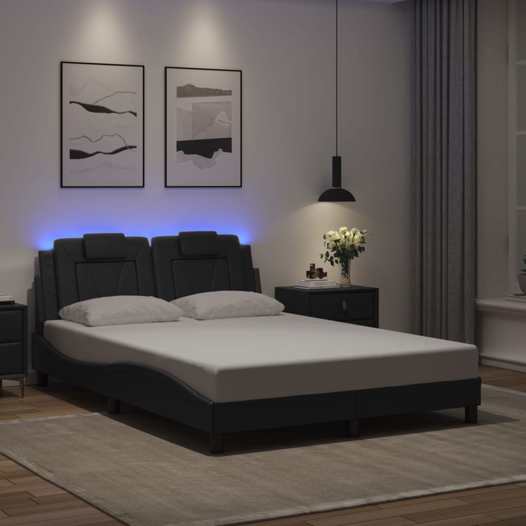 Elegantes Bettgestell mit LED-Beleuchtung - Polsterbett - Kunstleder - 140x200cm