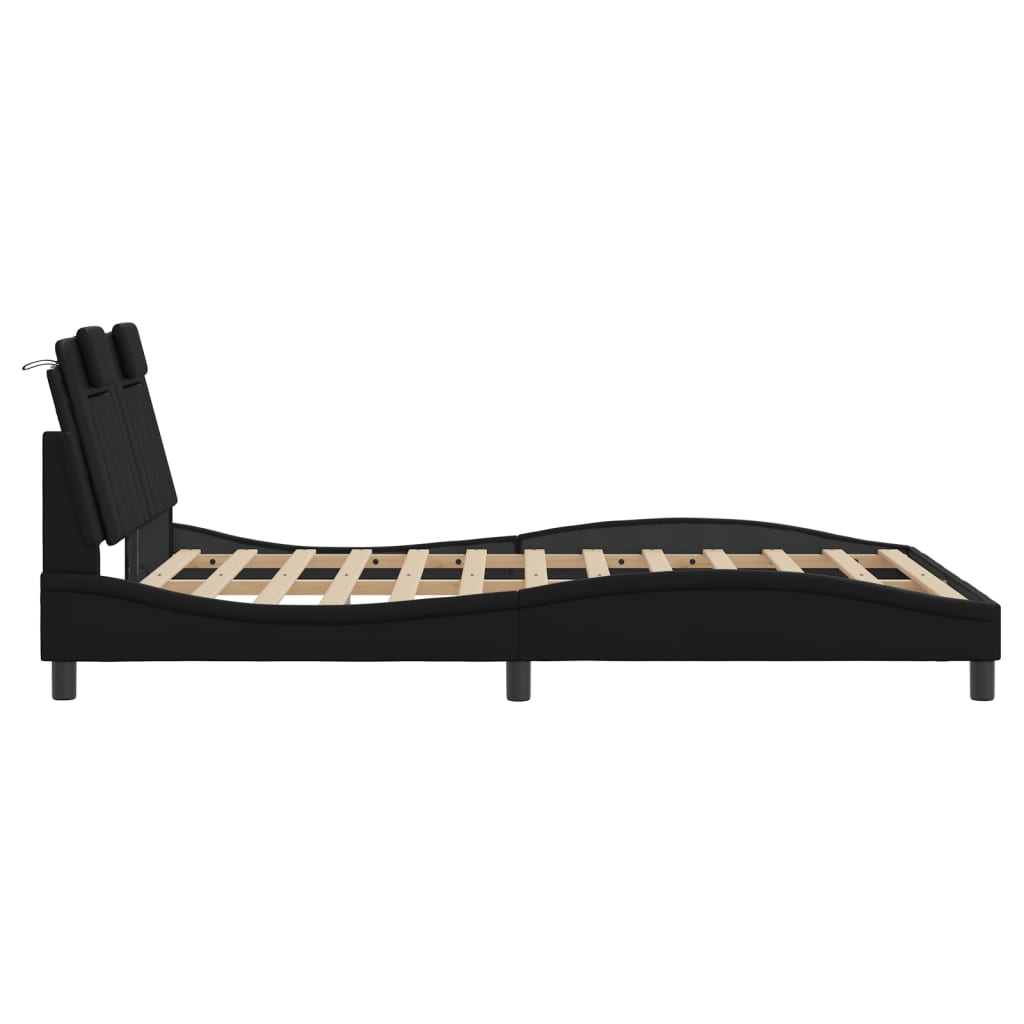 Elegantes Bettgestell mit LED-Beleuchtung - Polsterbett - Kunstleder - 140x200cm