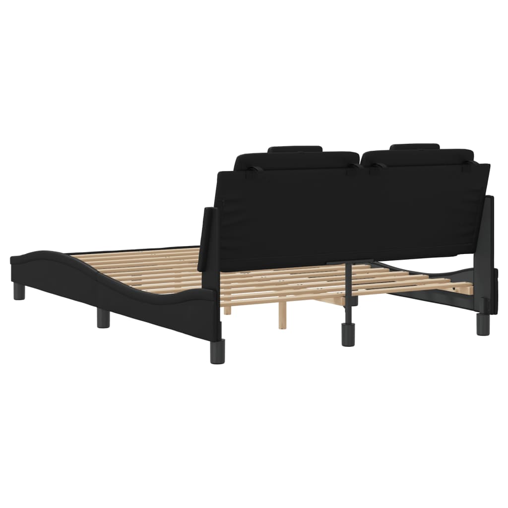 Elegantes Bettgestell mit LED-Beleuchtung - Polsterbett - Kunstleder - 140x200cm