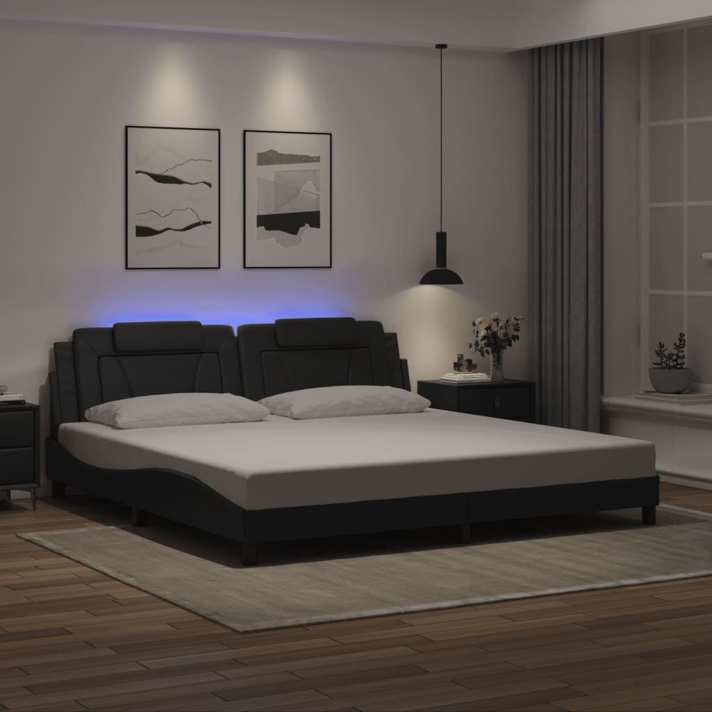 LED-Bett 200x200 cm aus Kunstleder – modernes Bettgestell mit Komfort und Design