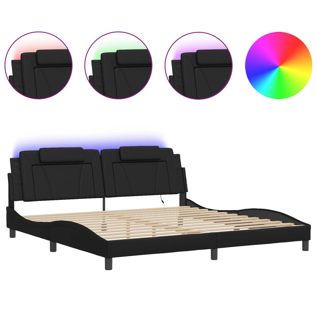 LED-Bett 200x200 cm aus Kunstleder – modernes Bettgestell mit Komfort und Design