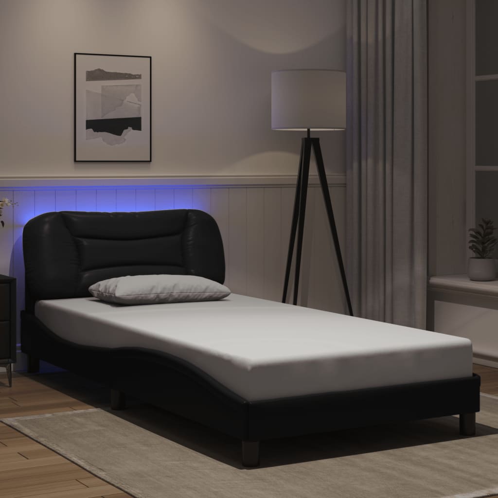 Modernes Bettgestell aus Kunstleder mit LED-Beleuchtung - Bettrahmen - 100x200cm